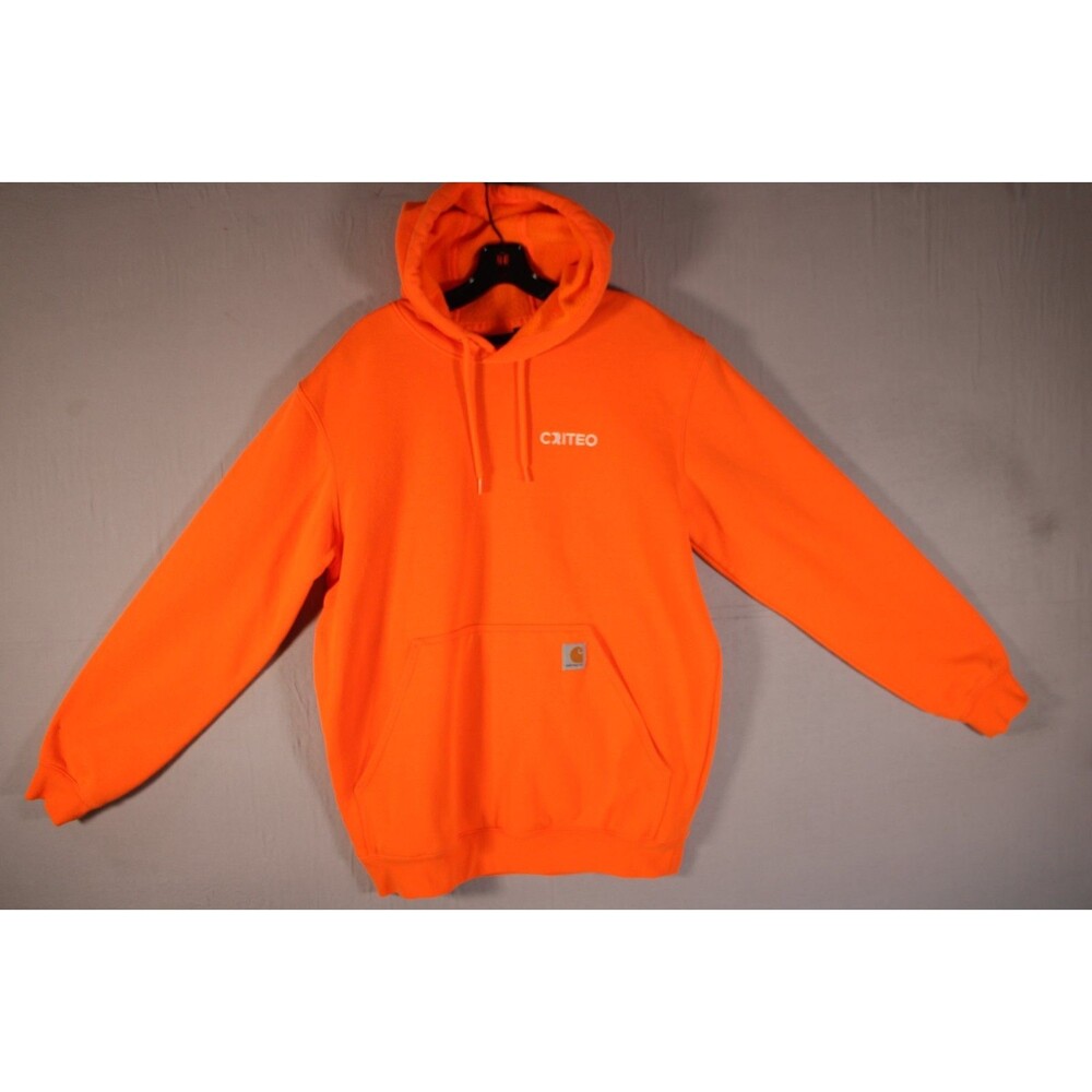 Carhartt K121 Men Medium Loose Fit Orange Criteo Logo Pullover Hoodie Sweatshirt